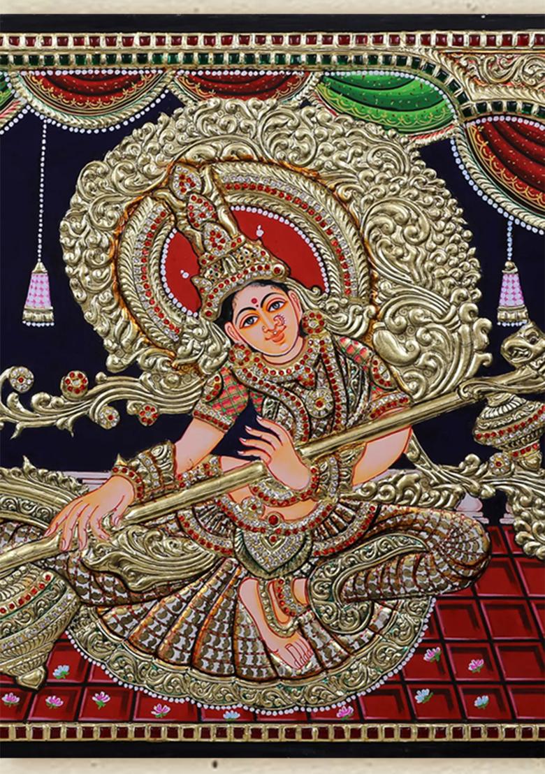 Goddess Saraswati Tanjore Painting