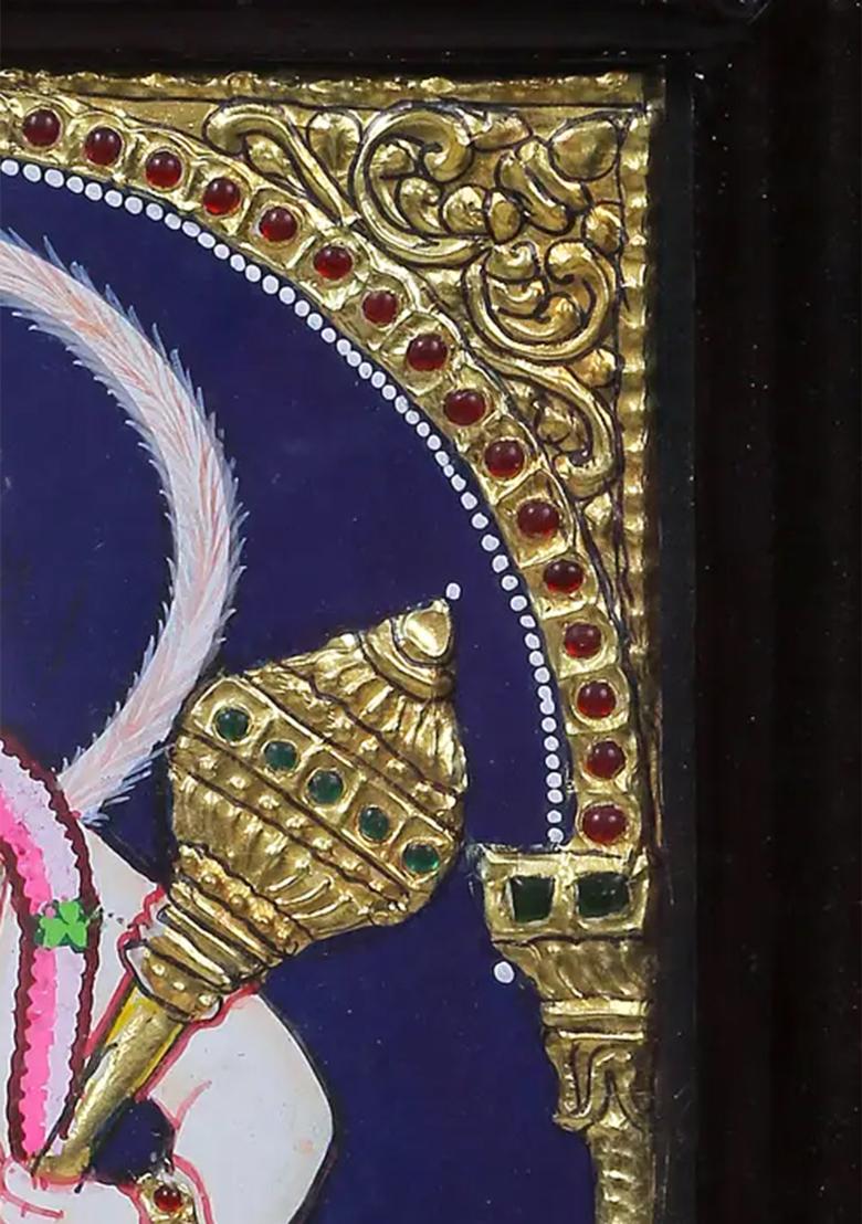 Standing Lord Hanuman Tanjore Painting 24 Karat Gold