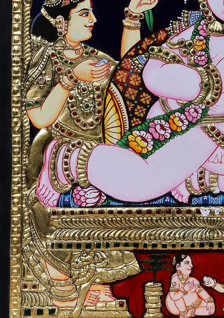 Butter Krishna Tanjore Painting 24 Karat Gold