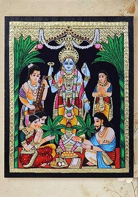 Shri Hari Satyanarayan Katha Tanjore Painting