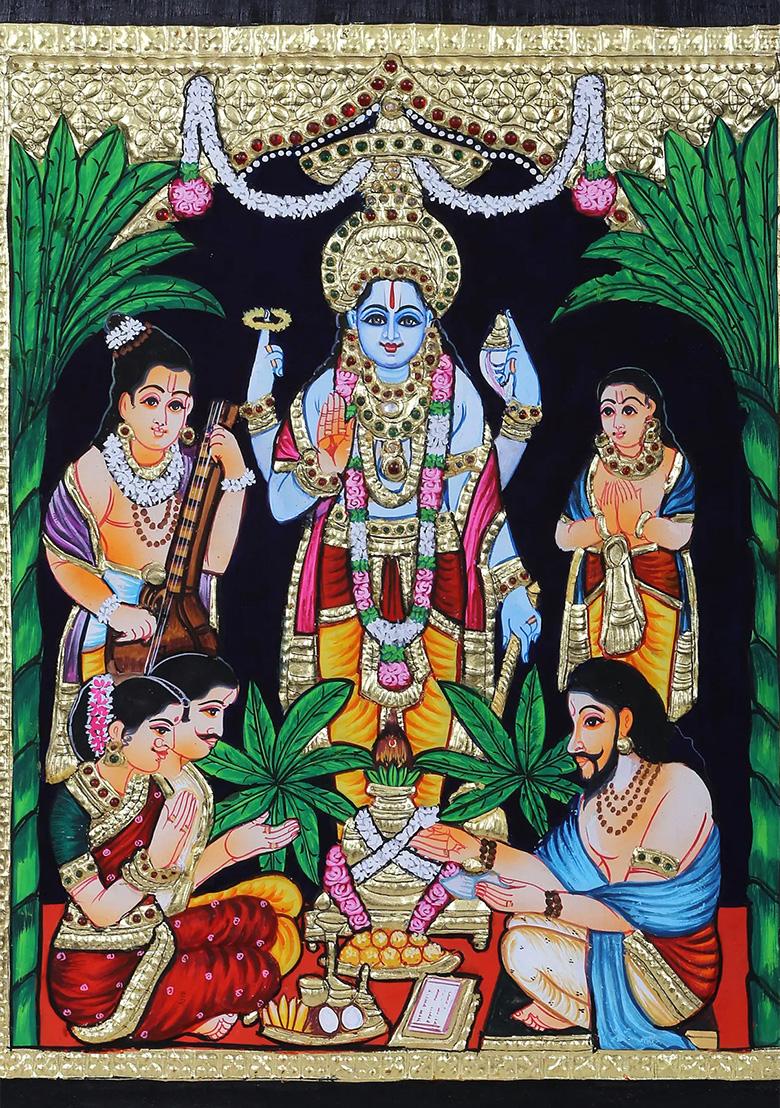Shri Hari Satyanarayan Katha Tanjore Painting