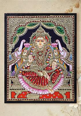 Goddess Gajalakshmi Tanjore Painting