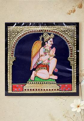 Tanjore Painting Of Garudavahana Of Lord Vishnu