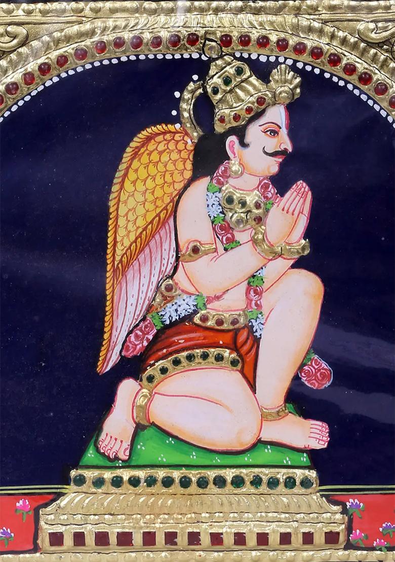 Tanjore Painting Of Garudavahana Of Lord Vishnu