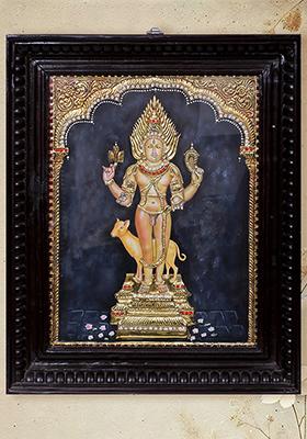 Lord Shiva As Bhairava Tanjore Painting