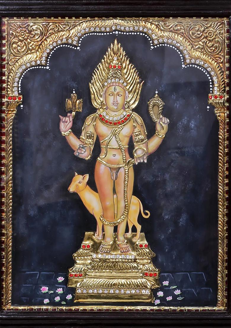 Lord Shiva As Bhairava Tanjore Painting
