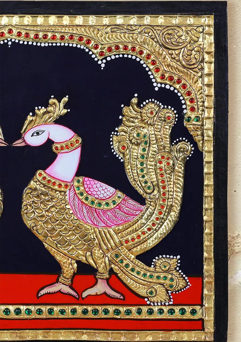 Pair Of Peacock Tanjore Painting