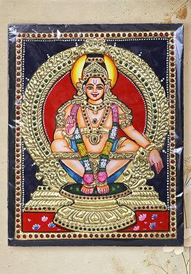 Lord Ayyappan With Kirtimukha Tanjore Painting