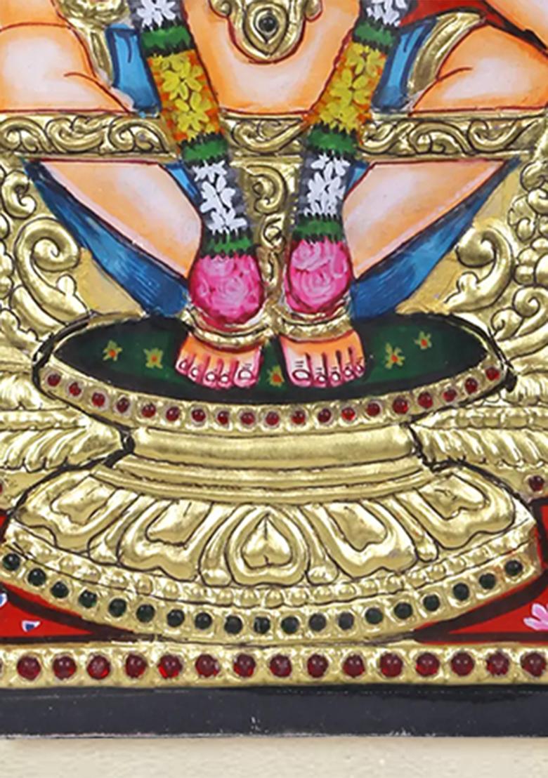 Lord Ayyappan With Kirtimukha Tanjore Painting