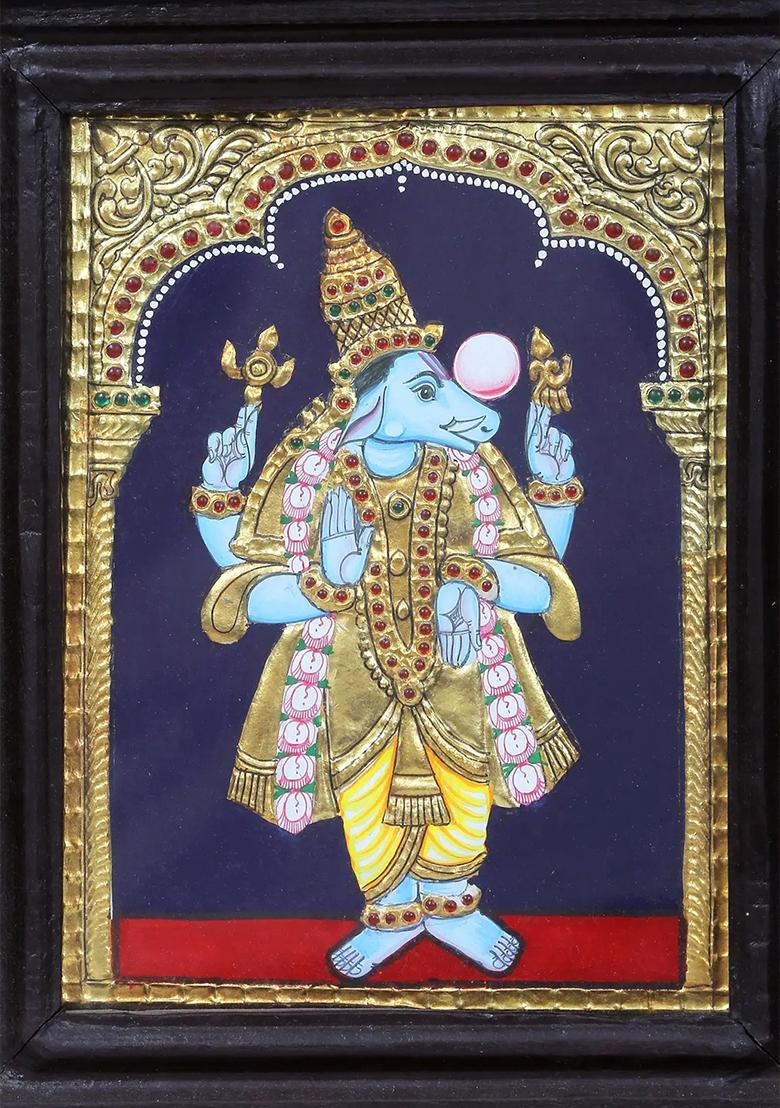 Varaha Avatar Of Lord Vishnu Tanjore Painting