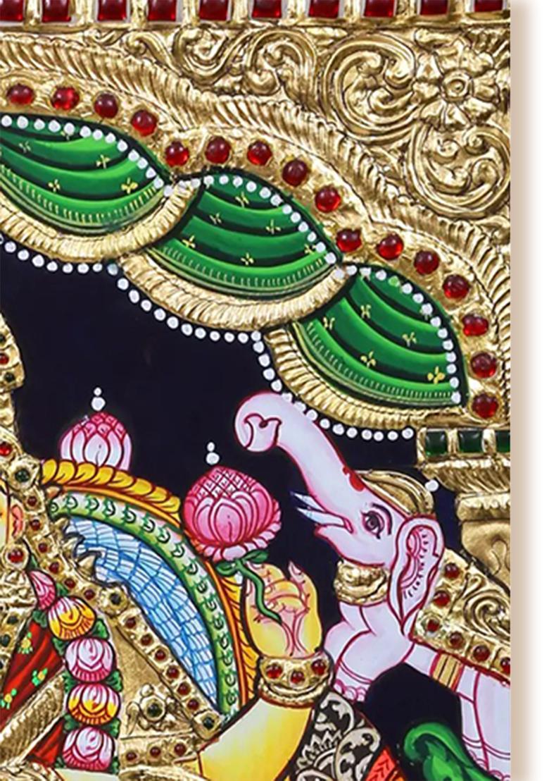 Fourarmed Goddess Gajalakshmi Tanjore Painting