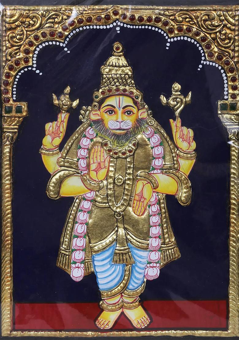 Lord Narsimhafourth Avatar Of Lord Vishnu Tanjore Painting