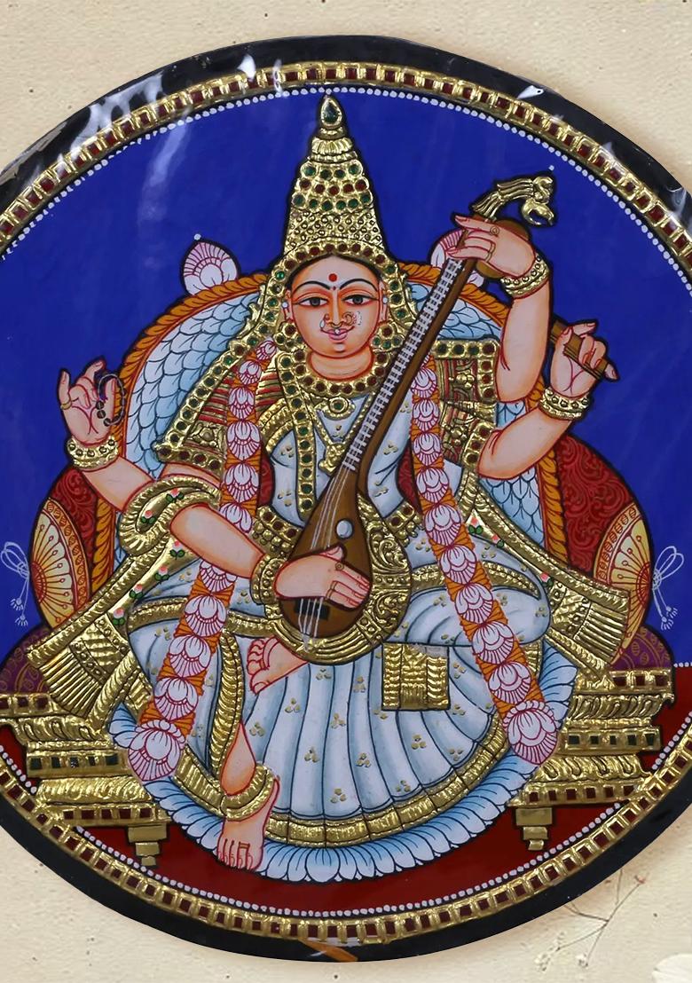Goddess Saraswati Tanjore Painting