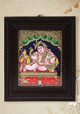 Butter Krishna Tanjore Painting 24K Gold