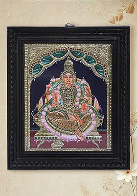 Goddess Lakshmi Seated On Singhasan Tanjore Painting