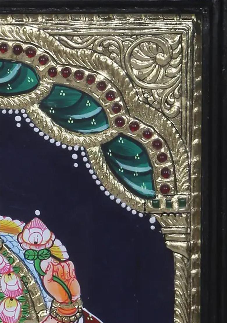 Goddess Lakshmi Seated On Singhasan Tanjore Painting