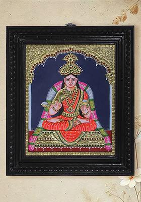 Goddess Annapurna Tanjore Painting 24K Gold