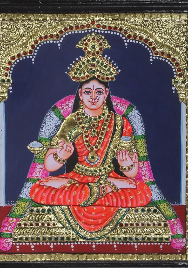 Goddess Annapurna Tanjore Painting 24K Gold
