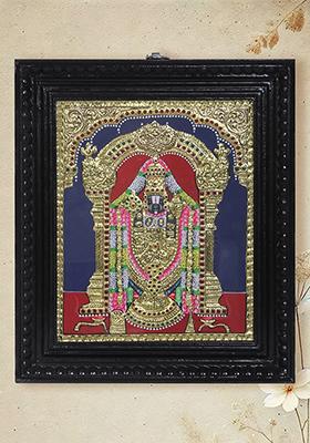 Lord Tirupati Balaji Tanjore Painting 24K Gold