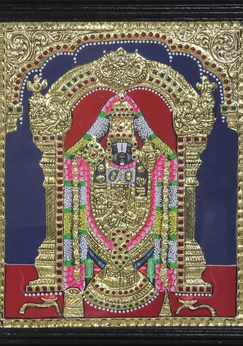 Lord Tirupati Balaji Tanjore Painting 24K Gold