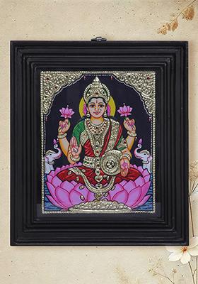 Goddess Gajalakshmi Tanjore Painting 24K Gold