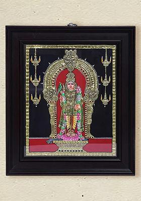 Lord Murugan Swami Tanjore Painting 24K Gold
