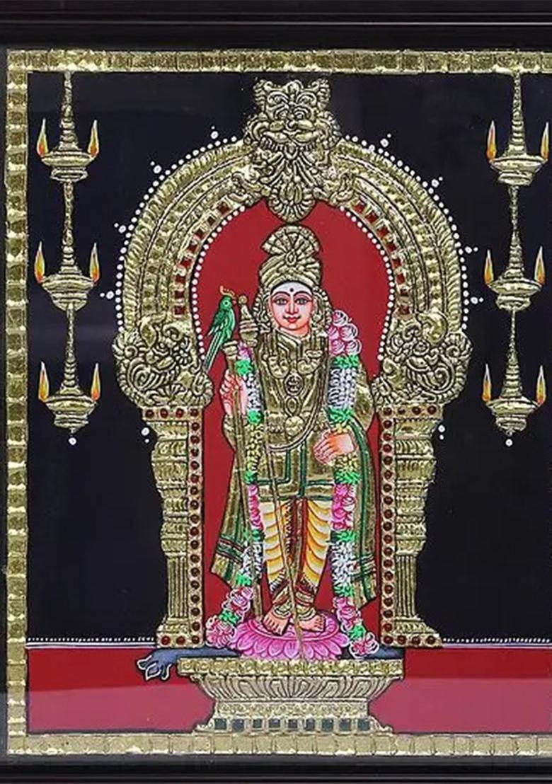 Lord Murugan Swami Tanjore Painting 24K Gold