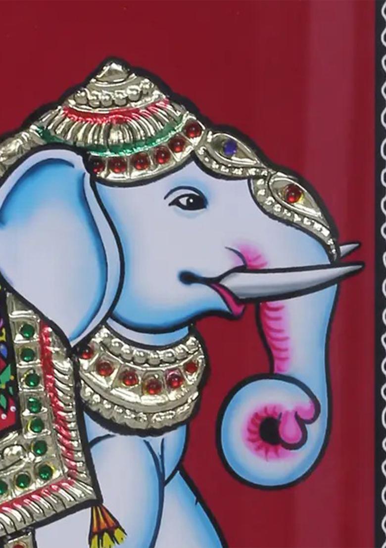 Elephant Tanjore Painting 24K Gold