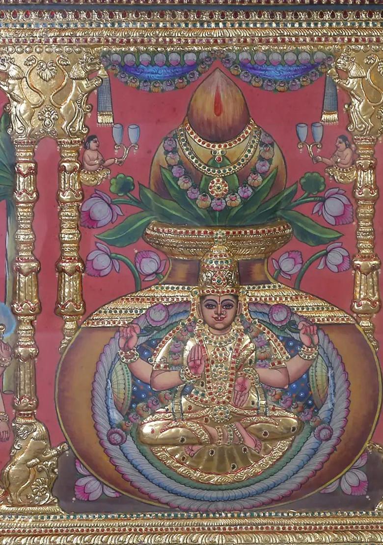 Goddess Lakshmi Tanjore Painting 24K Gold