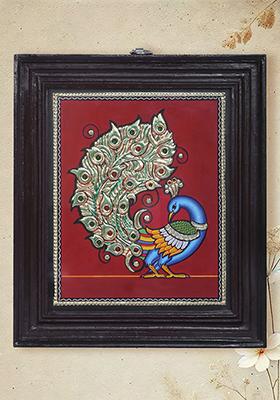Peacock Tanjore Painting 24K Gold