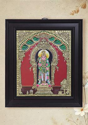 Standing Lord Kikeya Tanjore Painting 24K Gold