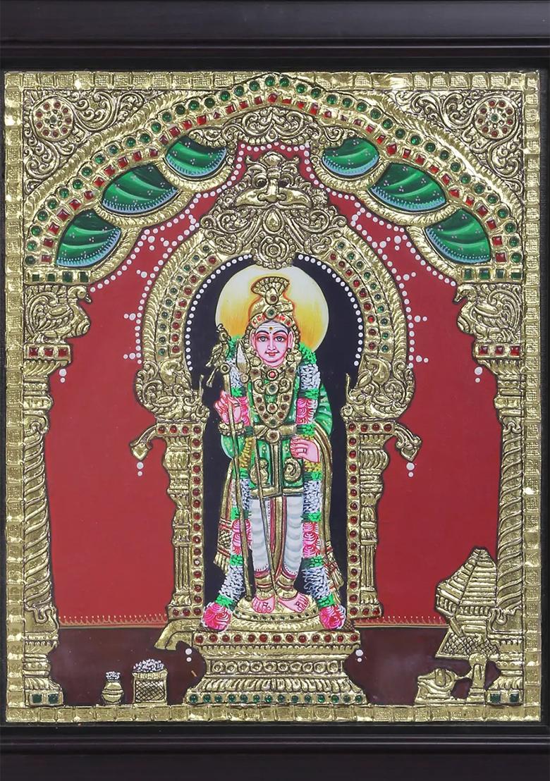 Standing Lord Kikeya Tanjore Painting 24K Gold