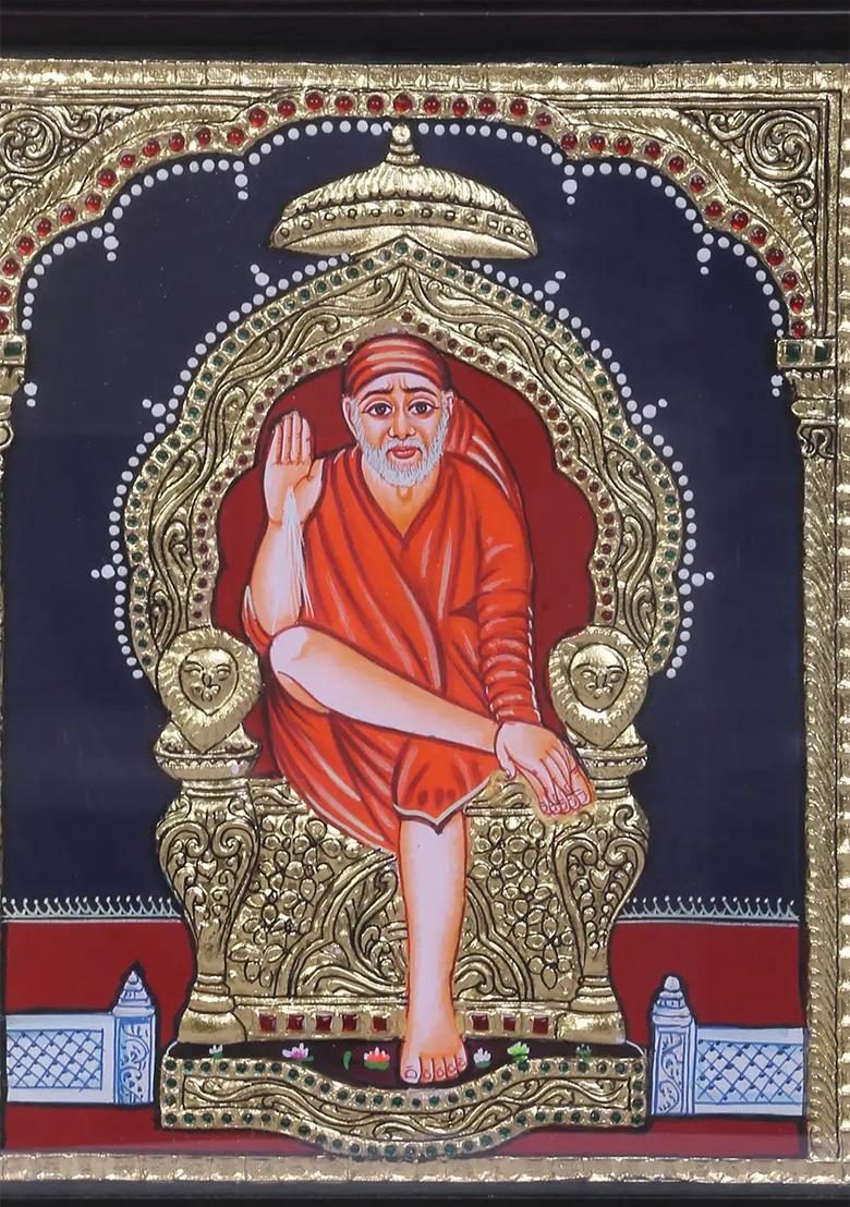 Shirdi Sai Baba Tanjore Painting 24K Gold