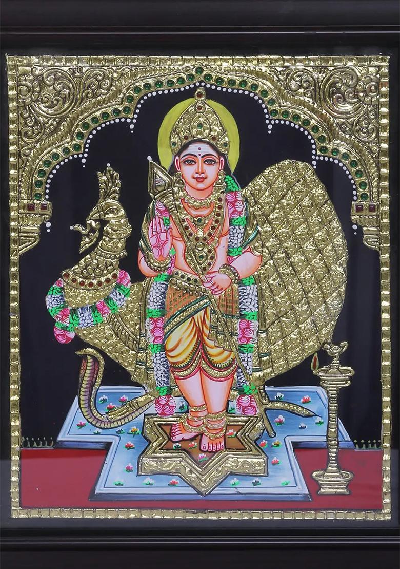 Standing Lord Kikeya Tanjore Painting 24K Gold
