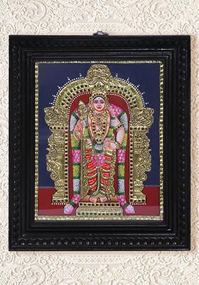 Lord Murugan Swami Tanjore Painting 24K Gold