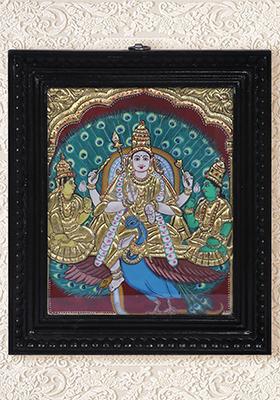 Lord Murugan With Valli Deivanai Tanjore Painting 24K Gold