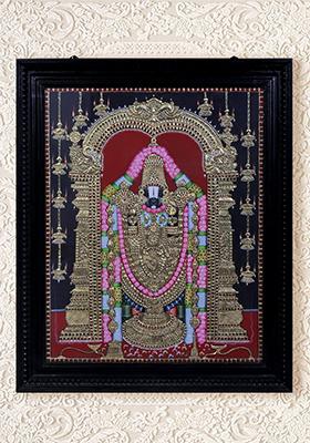 Lord Tirupati Balaji Tanjore Painting 24K Gold