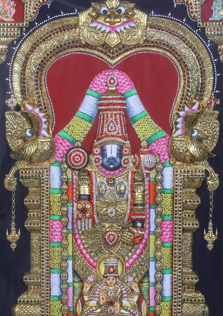 Shree Tirupati Balaji With Goddess Lakshmi Tanjore Painting