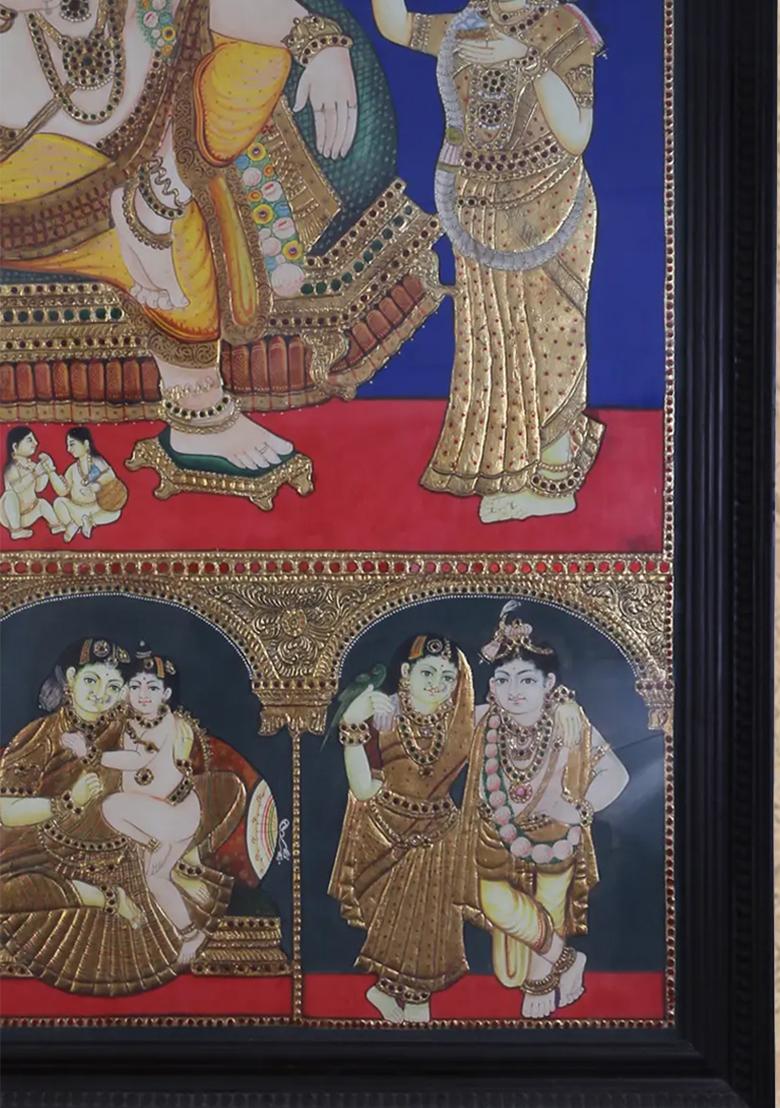 Krishna Darbar Tanjore Painting 24K Gold