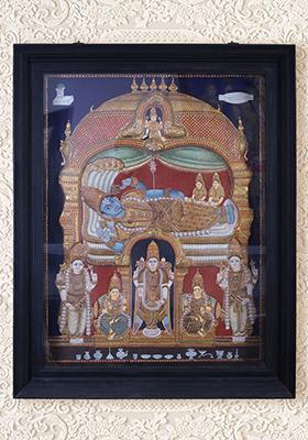 Lord Vishnu Resting On Sheshnag Tanjore Painting 24K Gold