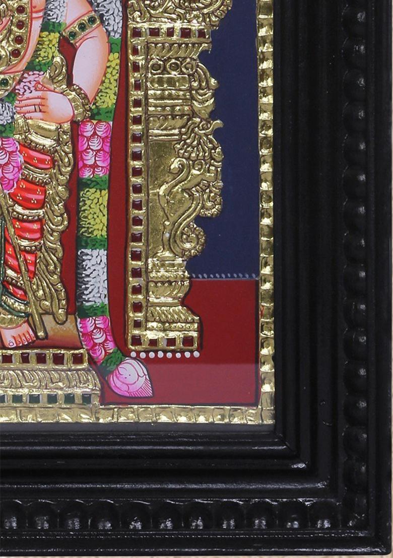 Standing Lord Kikeya Tanjore Painting Warrior In 24K Gold