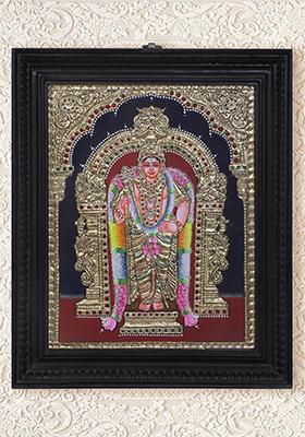 Standing Lord Kikeya Tanjore Painting 24K Gold