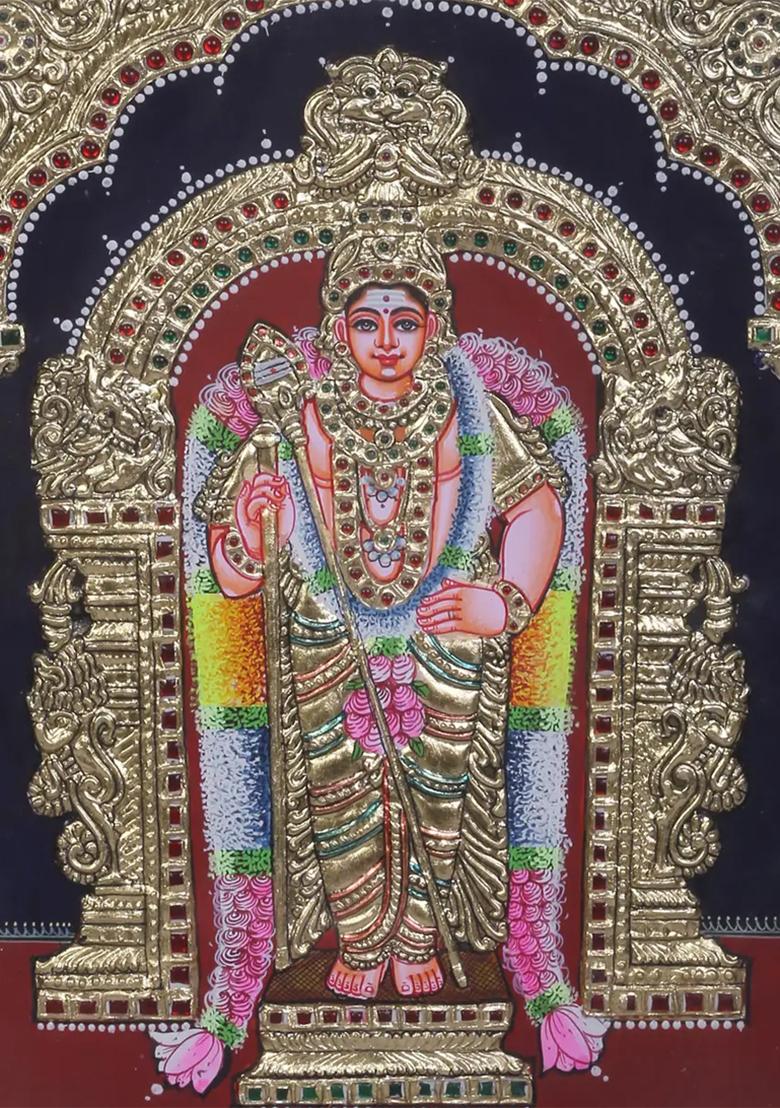 Standing Lord Kikeya Tanjore Painting 24K Gold