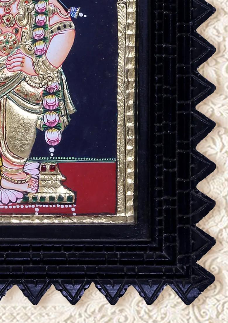 Standing Navaneeta Krishna Tanjore Painting 24K Gold