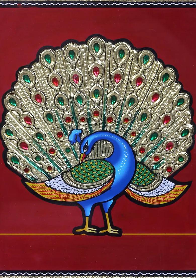 Peacock Tanjore Painting 24K Gold