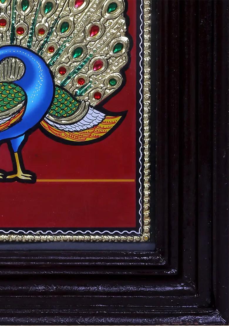 Peacock Tanjore Painting 24K Gold