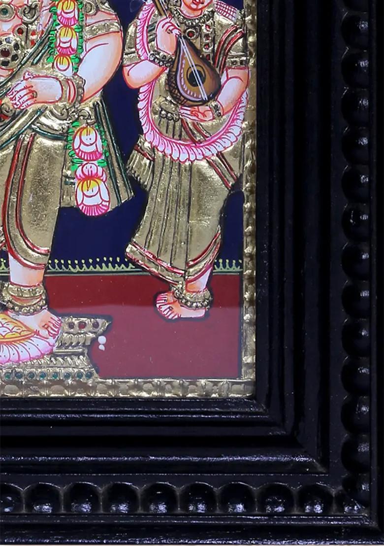 Standing Navaneeta Krishna Tanjore Painting 24K Gold