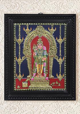 Standing Lord Ktikeya Tanjore Painting 24K Gold