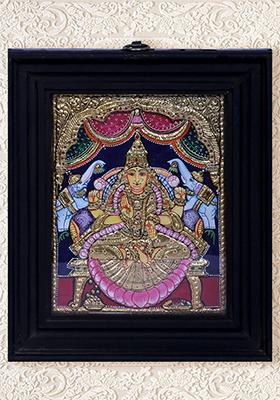 Goddess Gajalakshmi Tanjore Painting 24K Gold