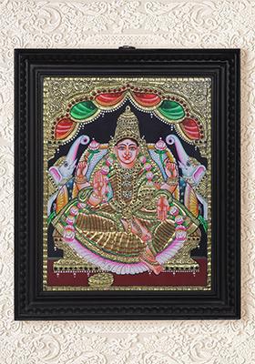 Goddess Gajalakshmi Tanjore Painting 24K Gold